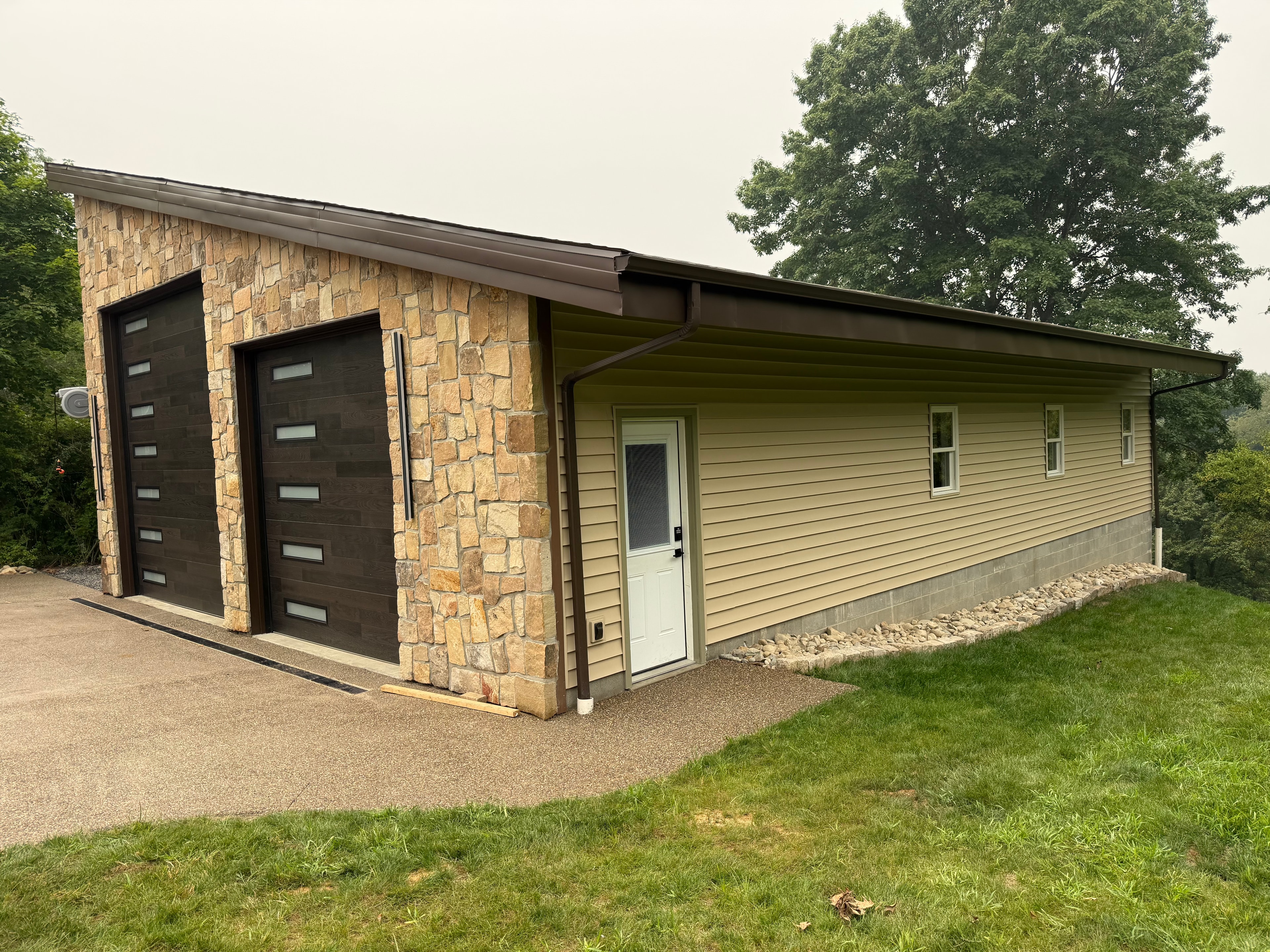 Stone garage side view